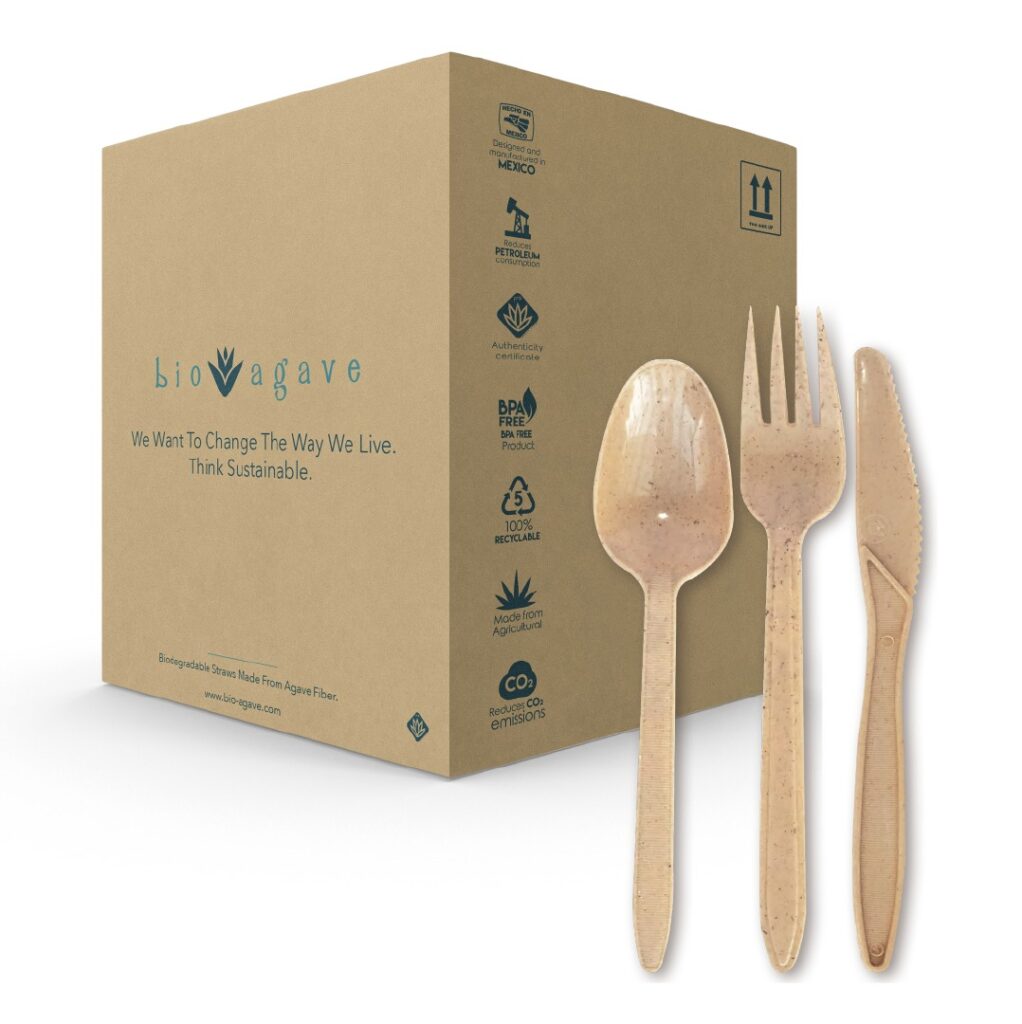 180 Pack biodegradable cutlery sets with napkin wrapped in a paper bag